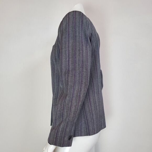 Vintage 80s Stirling Cooper Gray Striped Blazer - Picture 2 of 8